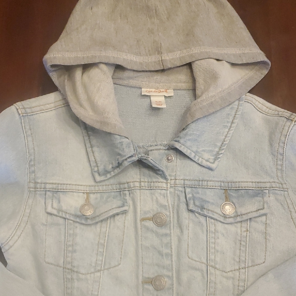 Cat & Jack Blue and Gray Jean Jacket with Hood